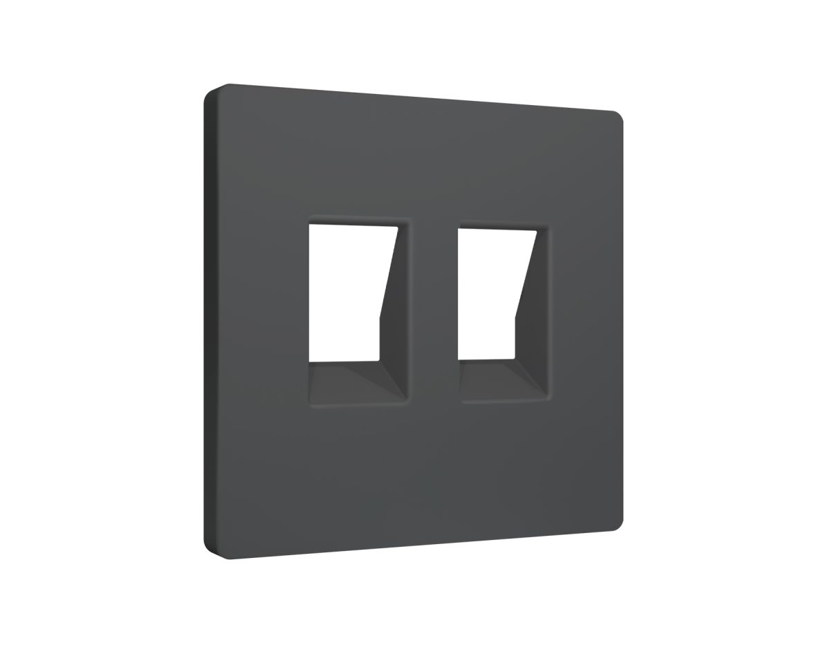 Лицевая панель Alfa (Графит мягкое касание) для компьютерной/телефонной двойной розетки RJ-45/RJ-11 Quant Ambrella Volt AP9121
