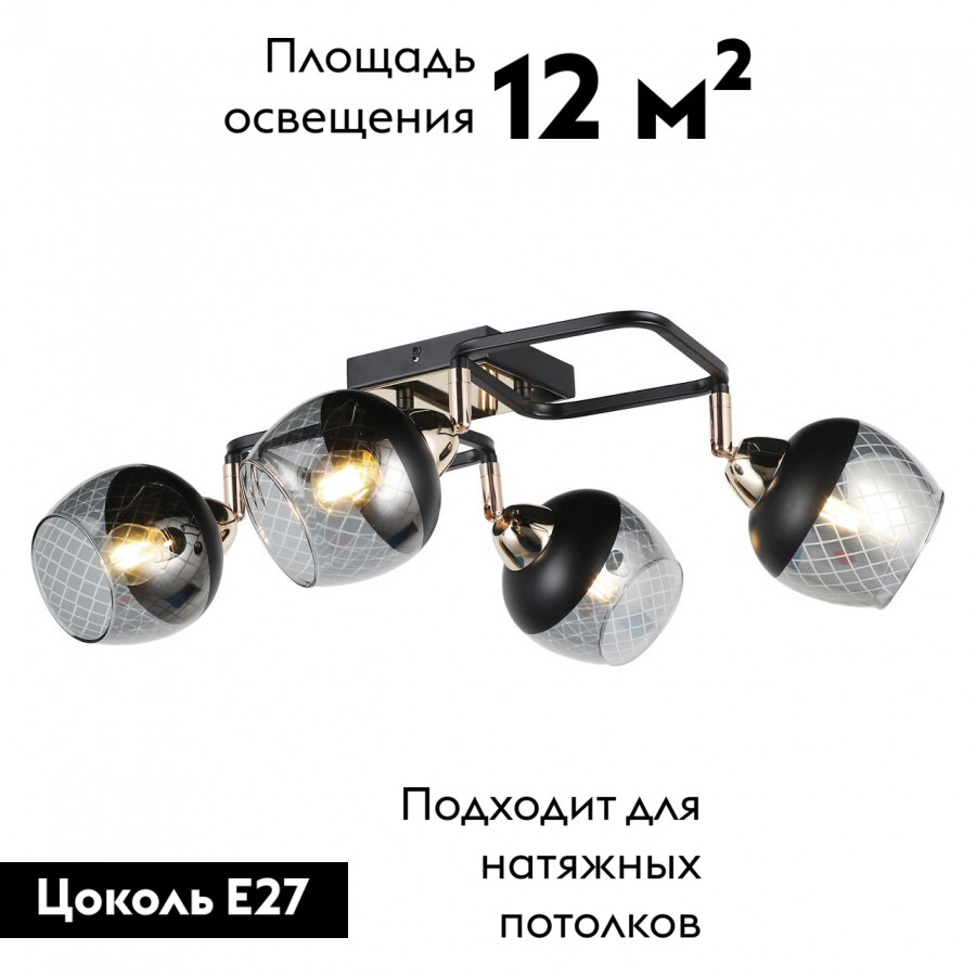 Потолочная люстра IMEX MD.19311-4-S-BK+FGD