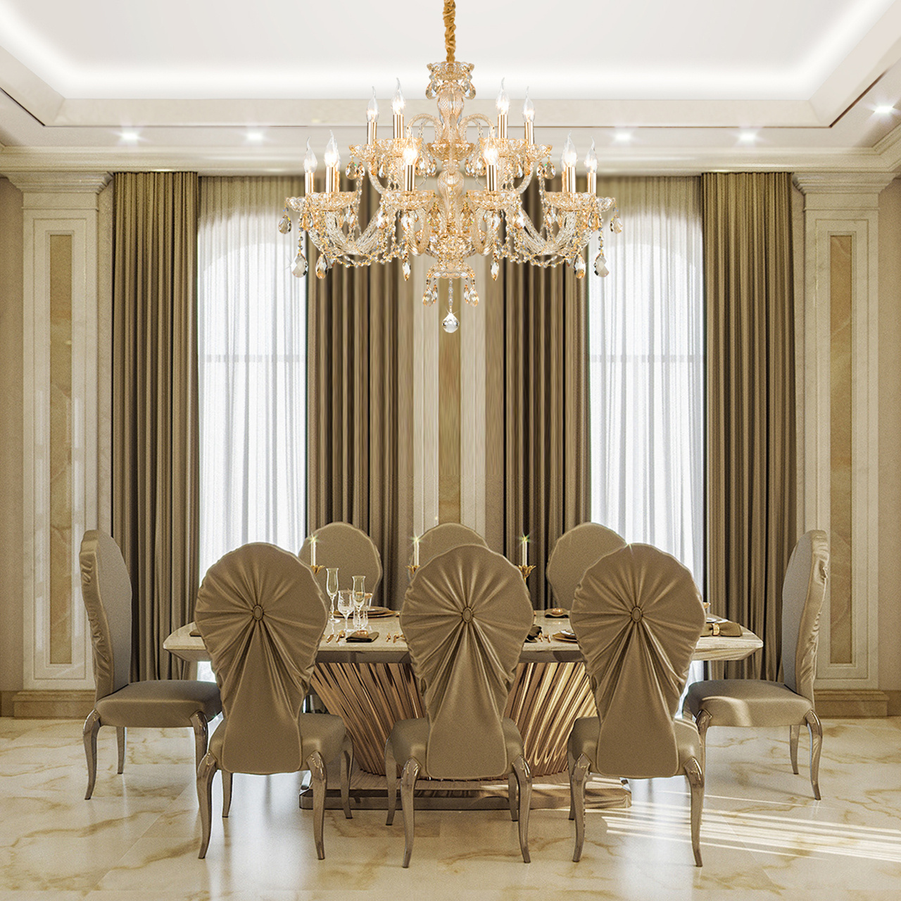 Подвесная люстра Eurosvet Alcedo 10097/15 золото/тонированный хрусталь Strotskis