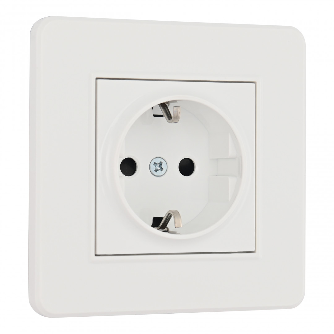 Комплект розетки с/з и шторками и рамкой Arte Milano SET16-1-40-1 white