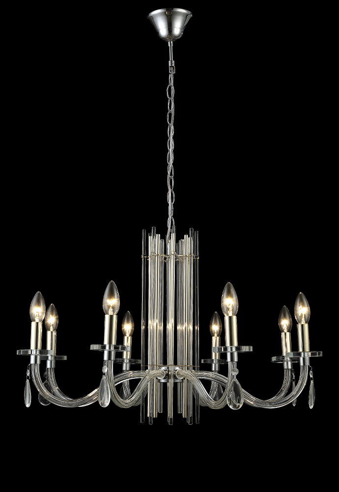 Подвесная люстра Crystal Lux AURELIO SP8 GOLD+CHROME/TRANSPARENT