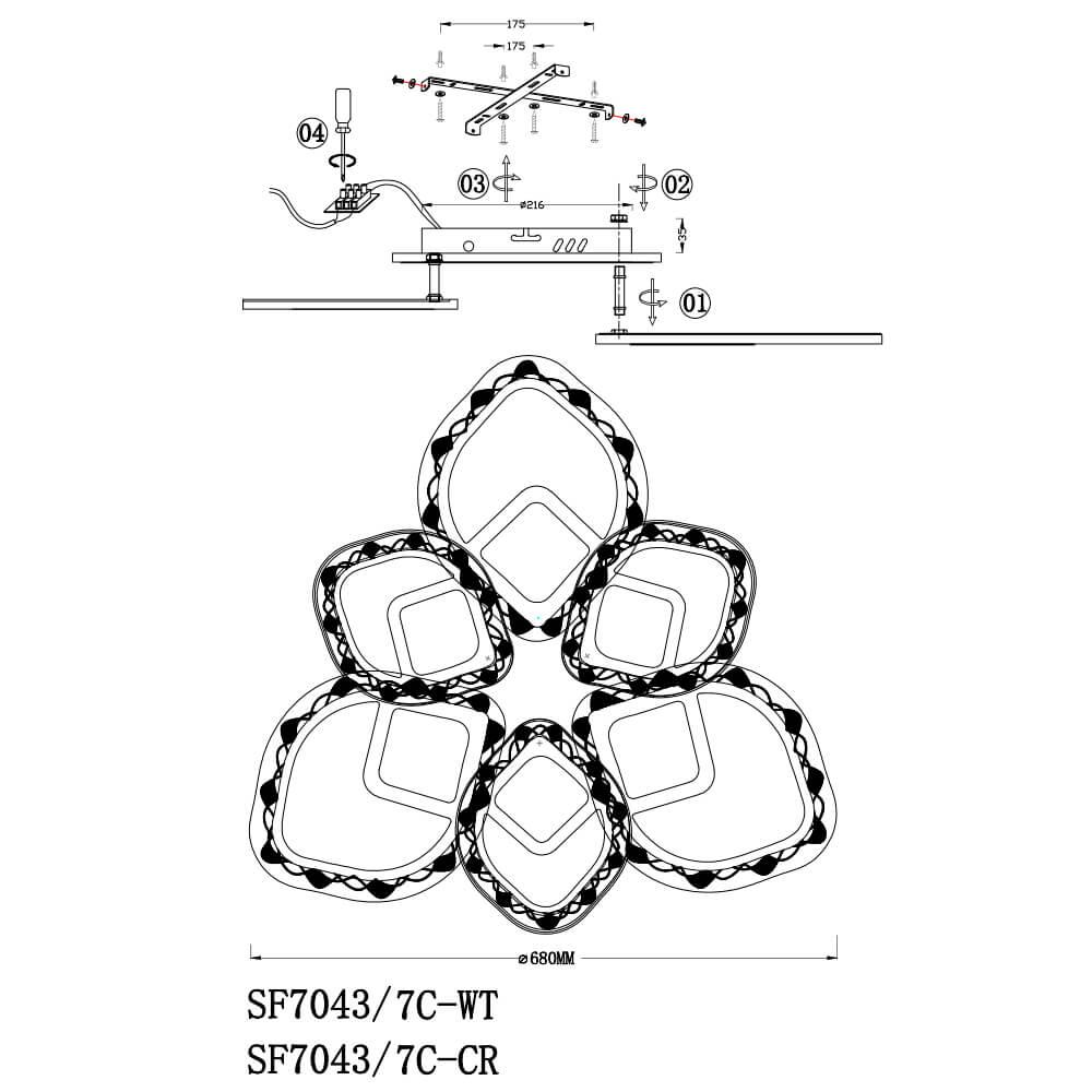 Потолочный светодиодный светильник Seven Fires Дайано SF7043/7C-CR