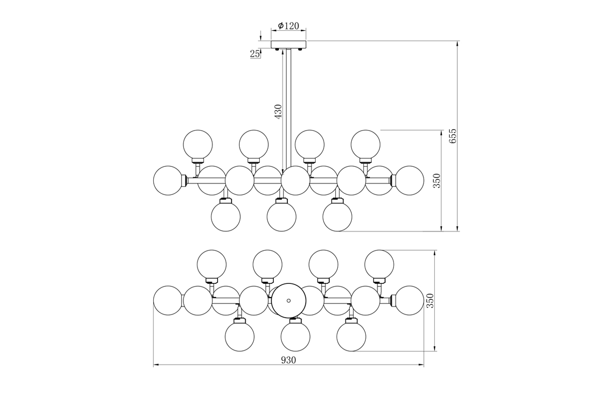 Люстра на штанге Garda Decor K2KG872-16