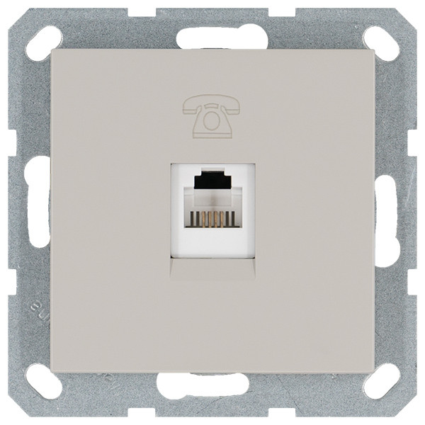 Телефонная розетка RJ11 с накладкой, цвет Тауп Jasmart G6101T