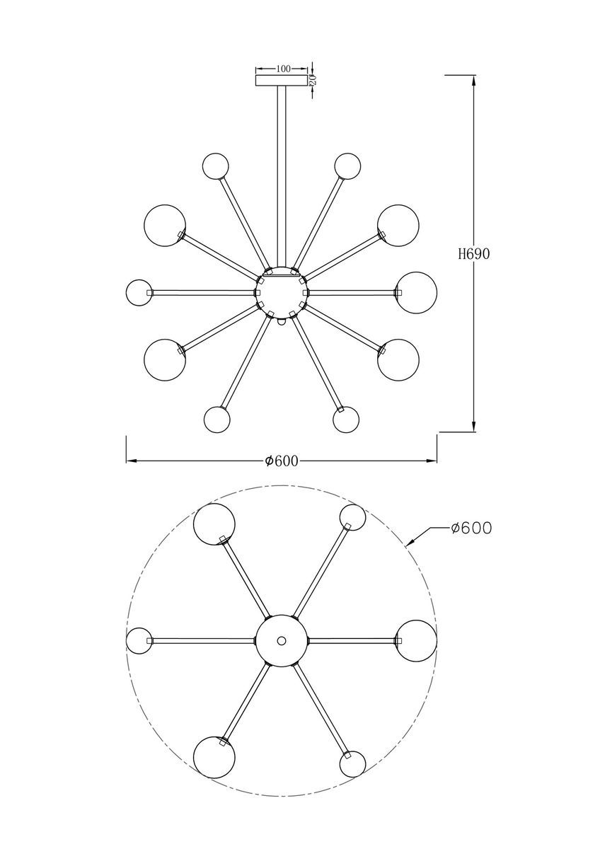 Люстра на штанге Freya Planets FR5200PL-09FG