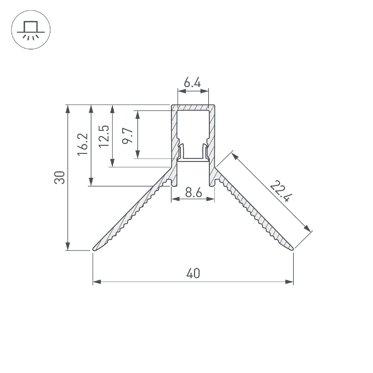 Алюминиевый профиль Arlight DECORE-S6-INT-COMFORT-2000 ANOD внутренний 043161