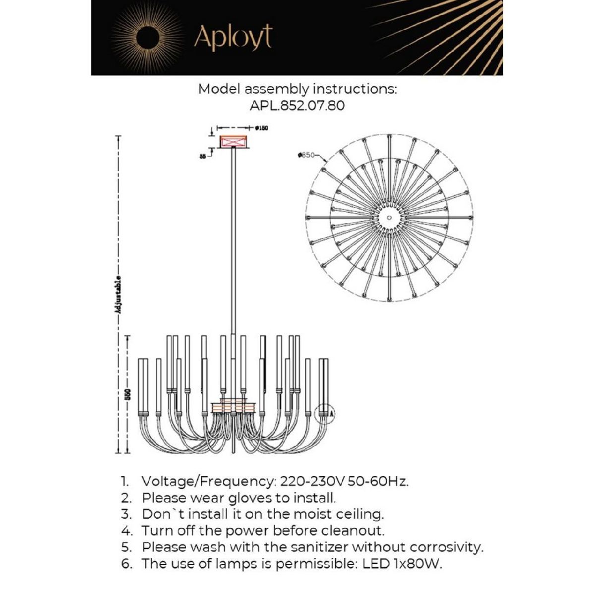 Подвесная люстра Aployt Dominisia APL.852.07.80