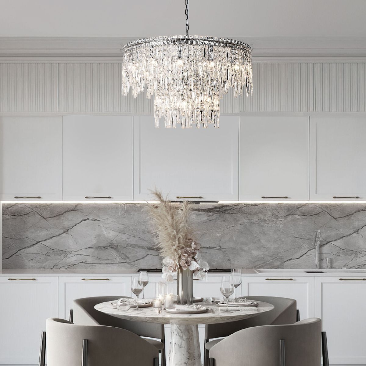 Подвесная люстра Eurosvet Blitz 60160 хром/ прозрачный хрусталь Strotskis a065324