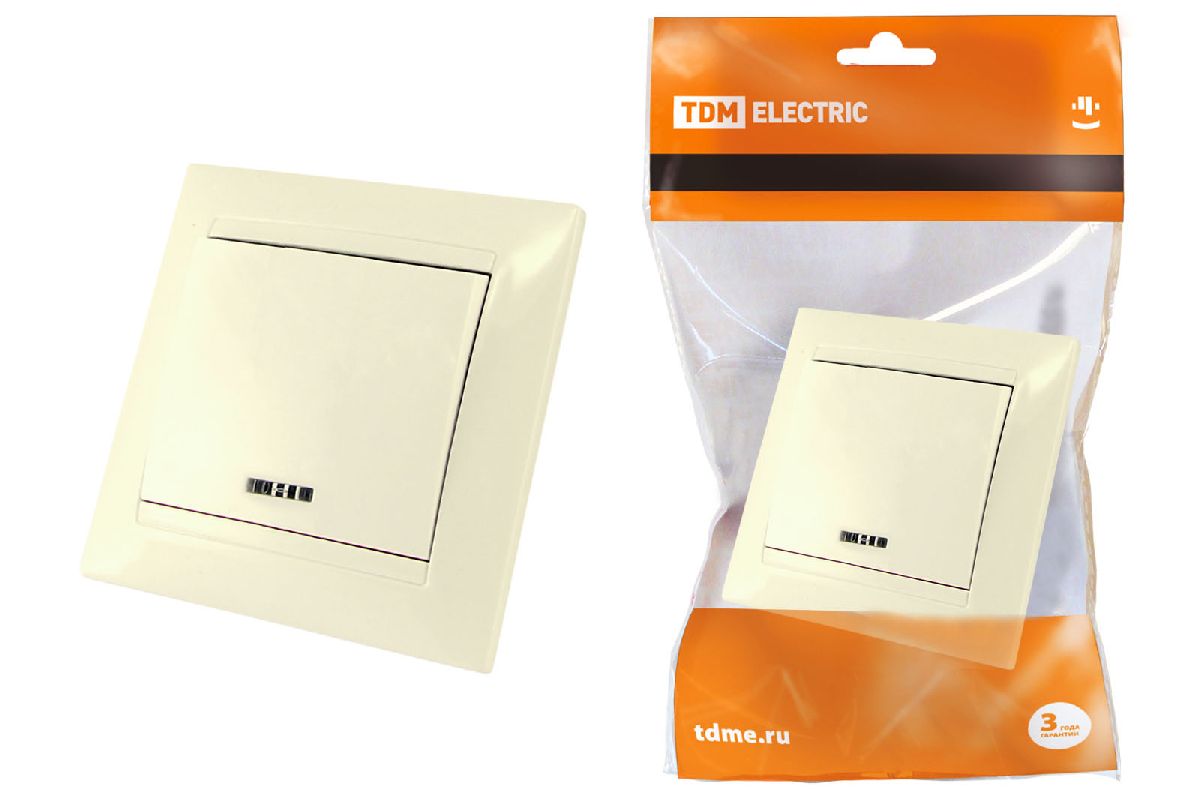 Выключатель одноклавишный с подсветкой Лама TDM Electric SQ1815-0104