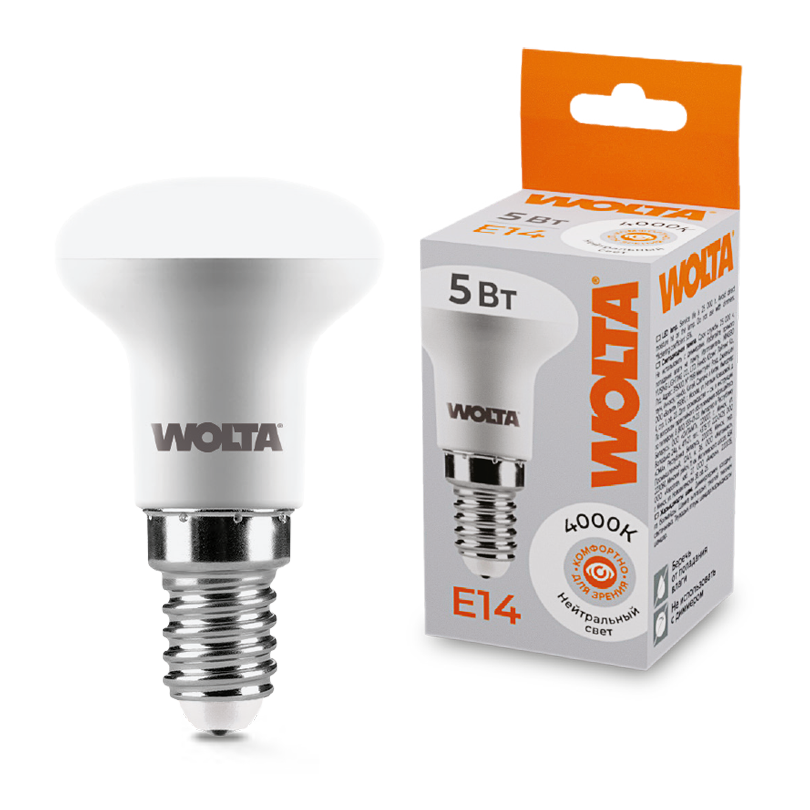 Светодиодная лампа WOLTA 5Вт 4000K E14 грибок матовый 25S39R5E14