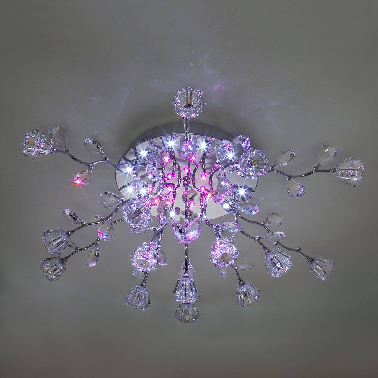 Потолочная светодиодная люстра Eurosvet Bloomy 80115/15 хром/синий+красный+фиолетовый