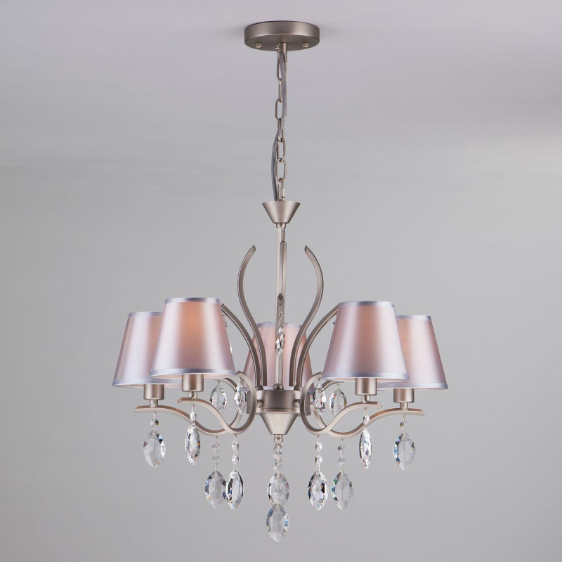 Подвесная люстра Eurosvet Aurelia 10089/5 сатин-никель/прозрачный хрусталь Strotskis