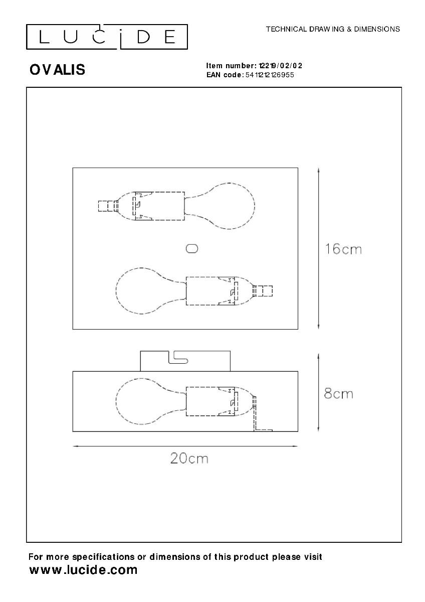 Настенный светильник Lucide Ovalis 12219/02/02