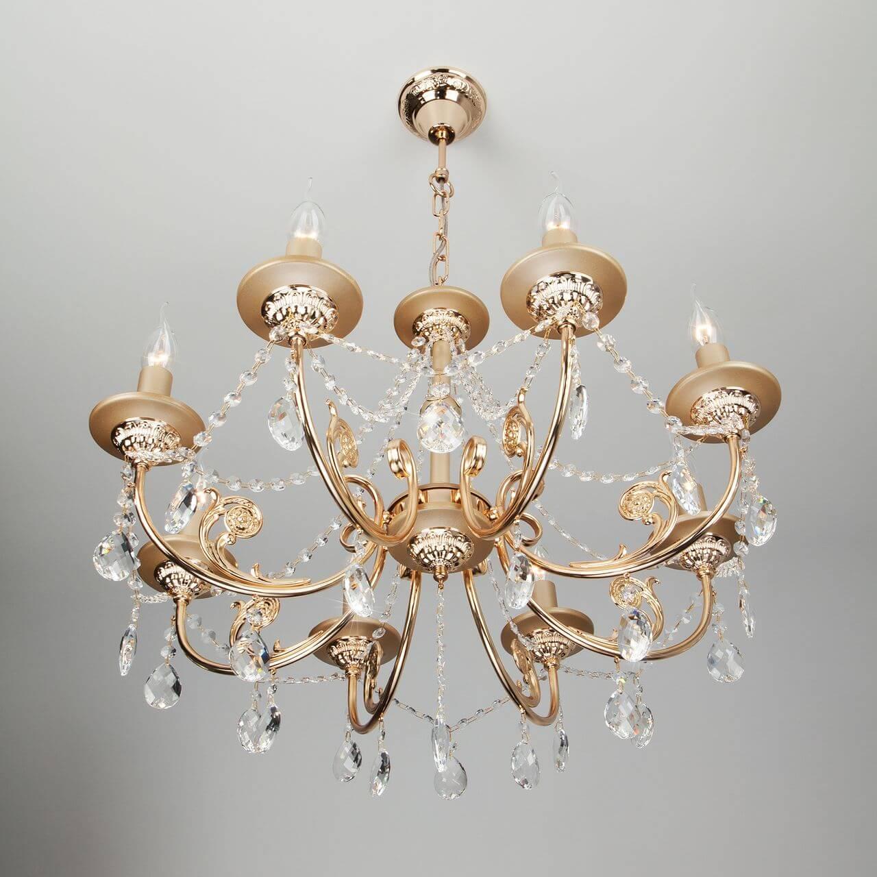 Подвесная люстра Eurosvet Cappella 10079/8 золото/прозрачный хрусталь Strotskis