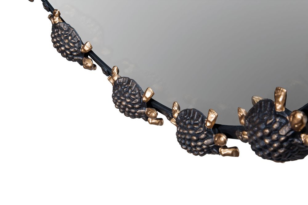 Зеркало Runden Черепахи патина/золото круглое V20020