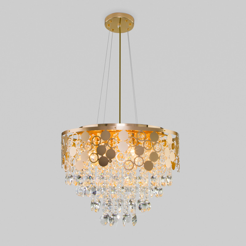 Подвесная люстра Eurosvet 10114/8 золото/прозрачный хрусталь Strotskis