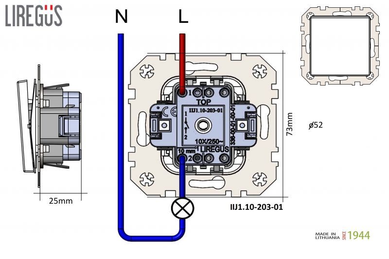 Выключатель одноклавишный импульсный Liregus Epsilon 28-3001
