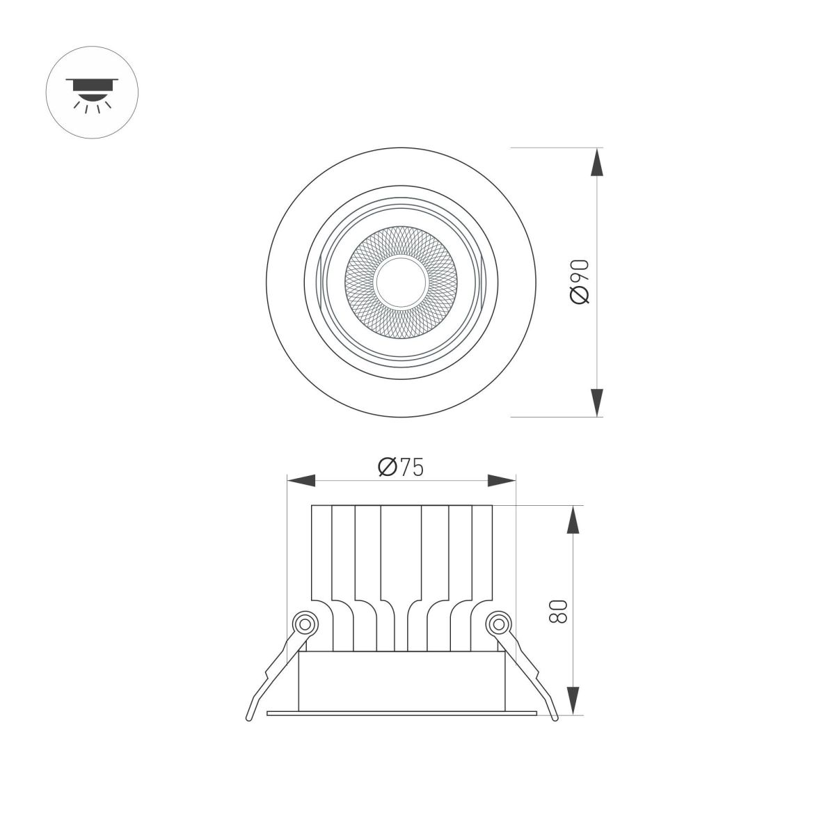 Встраиваемый светильник Arlight MS-VORTEX-BUILT-R90-12W Day4000 (WH-WH, 20 deg, 230V) 057759