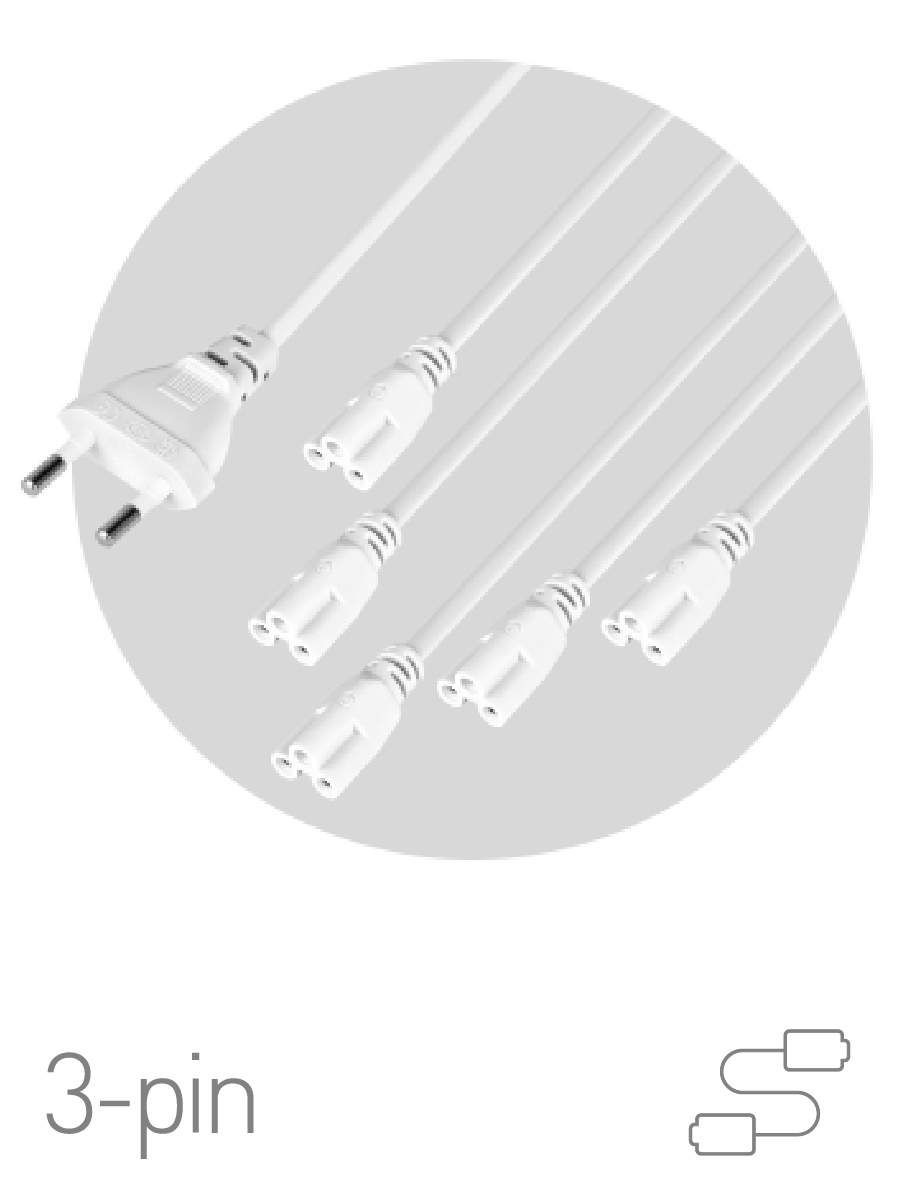 Разветвитель сетевой для линейных светильников Эра Разветвитель 5х IEC C5 2 м Б0059055