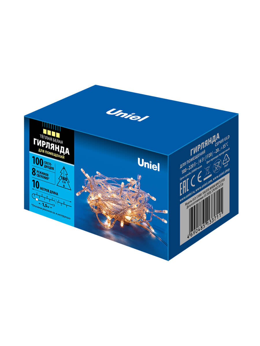 Светодиодная гирлянда Uniel (UL-00007200) теплый белый ULD-S1000-100/DTA Warm White IP20