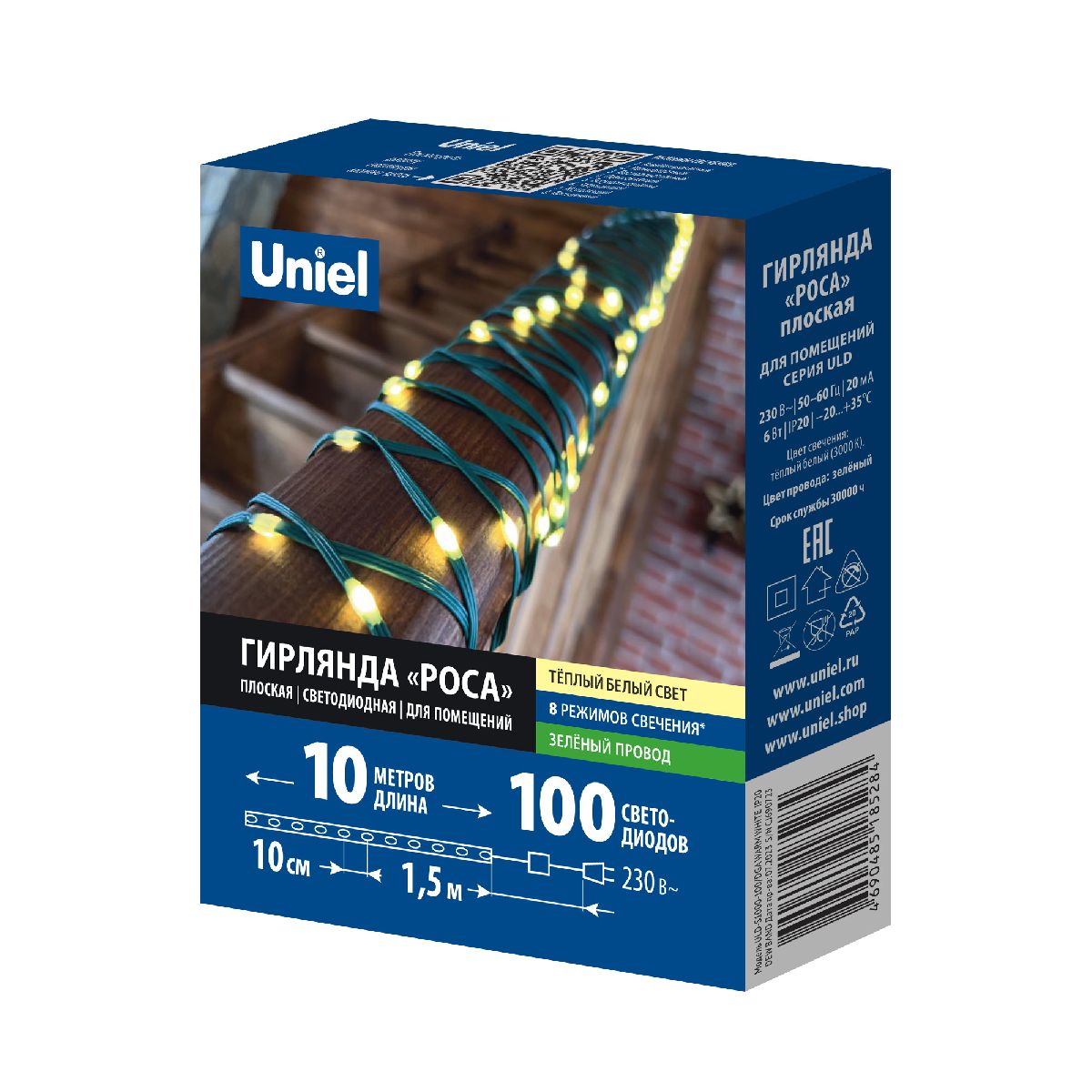 Гирлянда Uniel ULD-S1000-100/DGA WARM WHITE IP20 DEW BAND UL-00011303