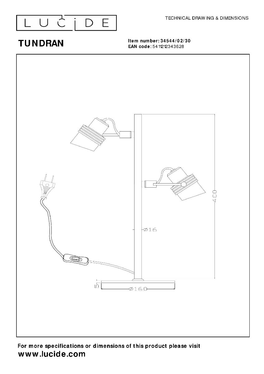 Настольная лампа Lucide Tundran 34544/02/30