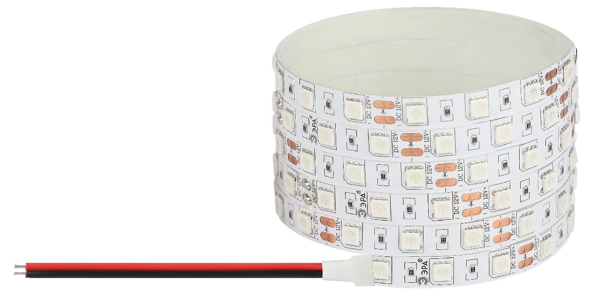 Светодиодная лента Эра 12В 5050 14,4Вт/м красный 5м IP20 LS5050-14,4-60-12-R-IP20-1 year-5m Б0059919