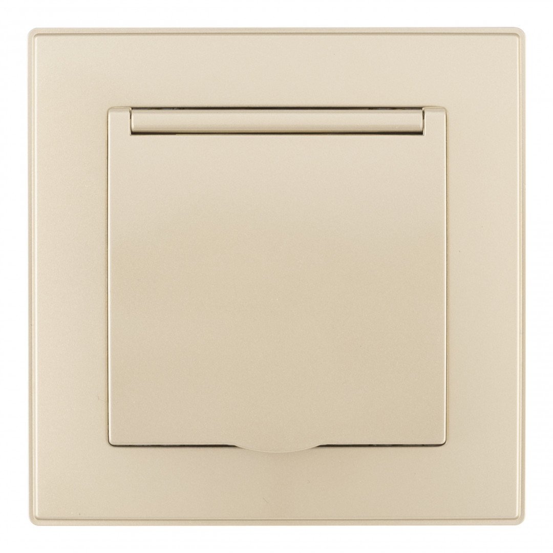 Комплект розетки с/з и шторками, защитной крышкой и рамкой Arte Milano SET06-1-41-1 shampan