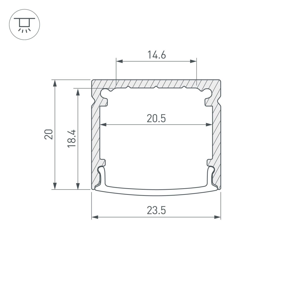 Профиль Arlight WIDE-H20-2000 ANOD 055756