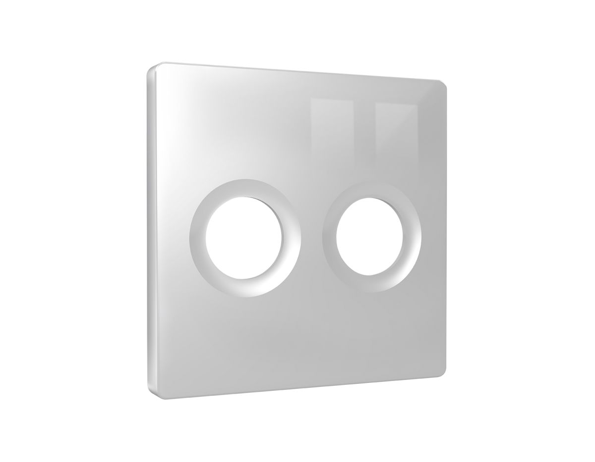 Лицевая панель Alfa (Серебро глянец) для TV двойной розетки Quant Ambrella Volt AP4133