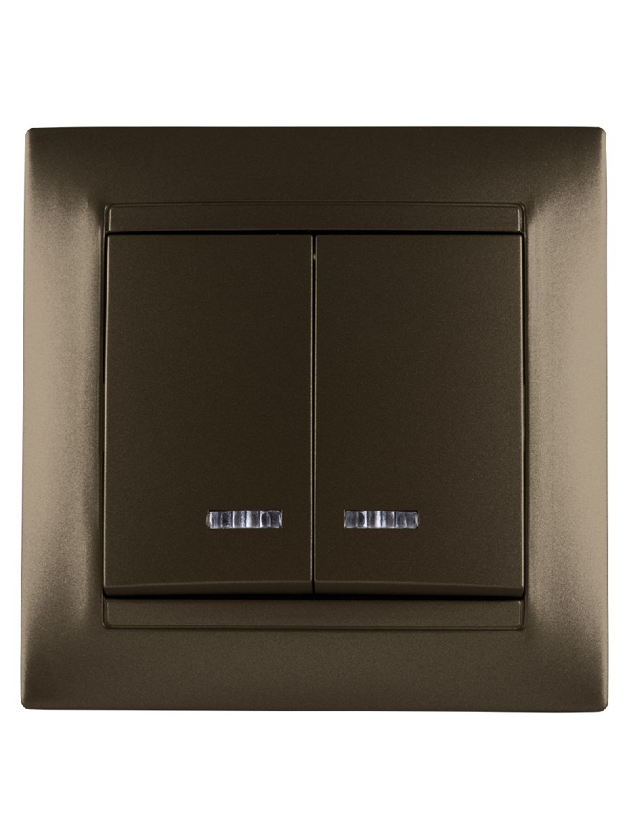 Выключатель двухклавишный с подсветкой Лама TDM Electric SQ1815-0705