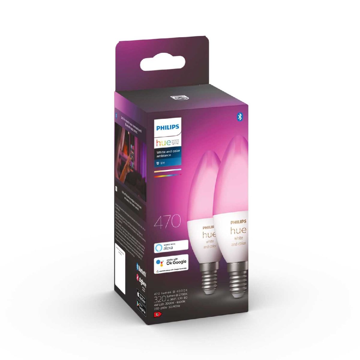 Набор из 2 ламп Philips Hue WCA E14 5,3W 2000/6500K 929002294210