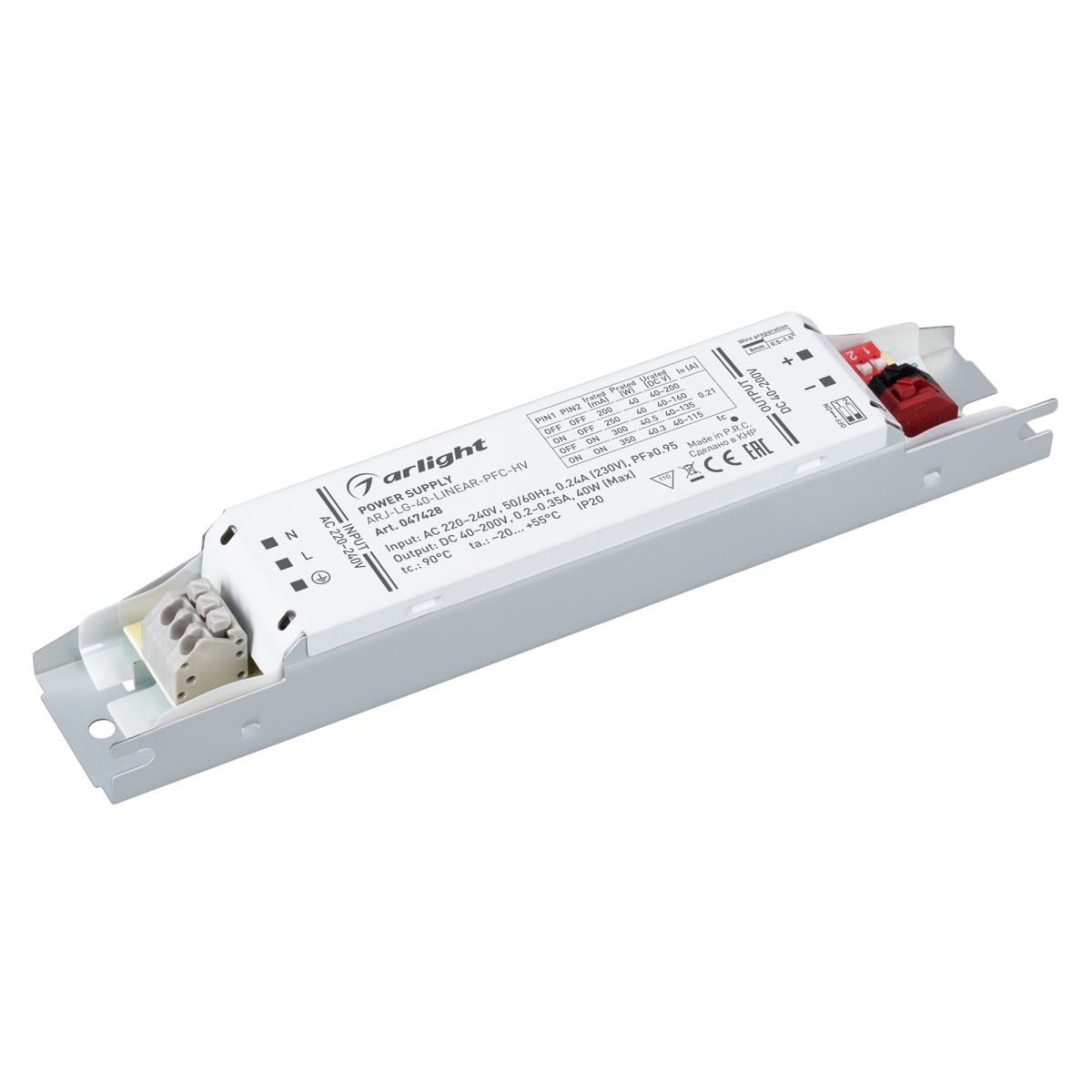 Блок питания Arlight ARJ-LG-40-LINEAR-PFC-HV (40W, 40-200V, 0.2-0.35A) (IP20 Металл) 047428