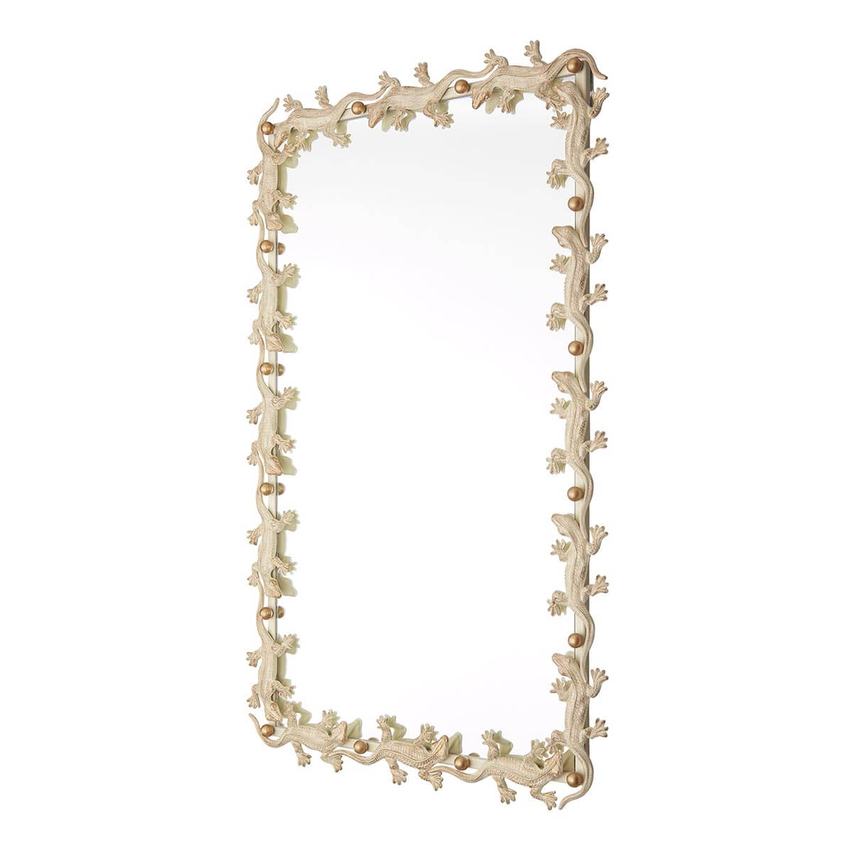 Зеркало Runden Ящерицы белый/золото прямоугольное V20013