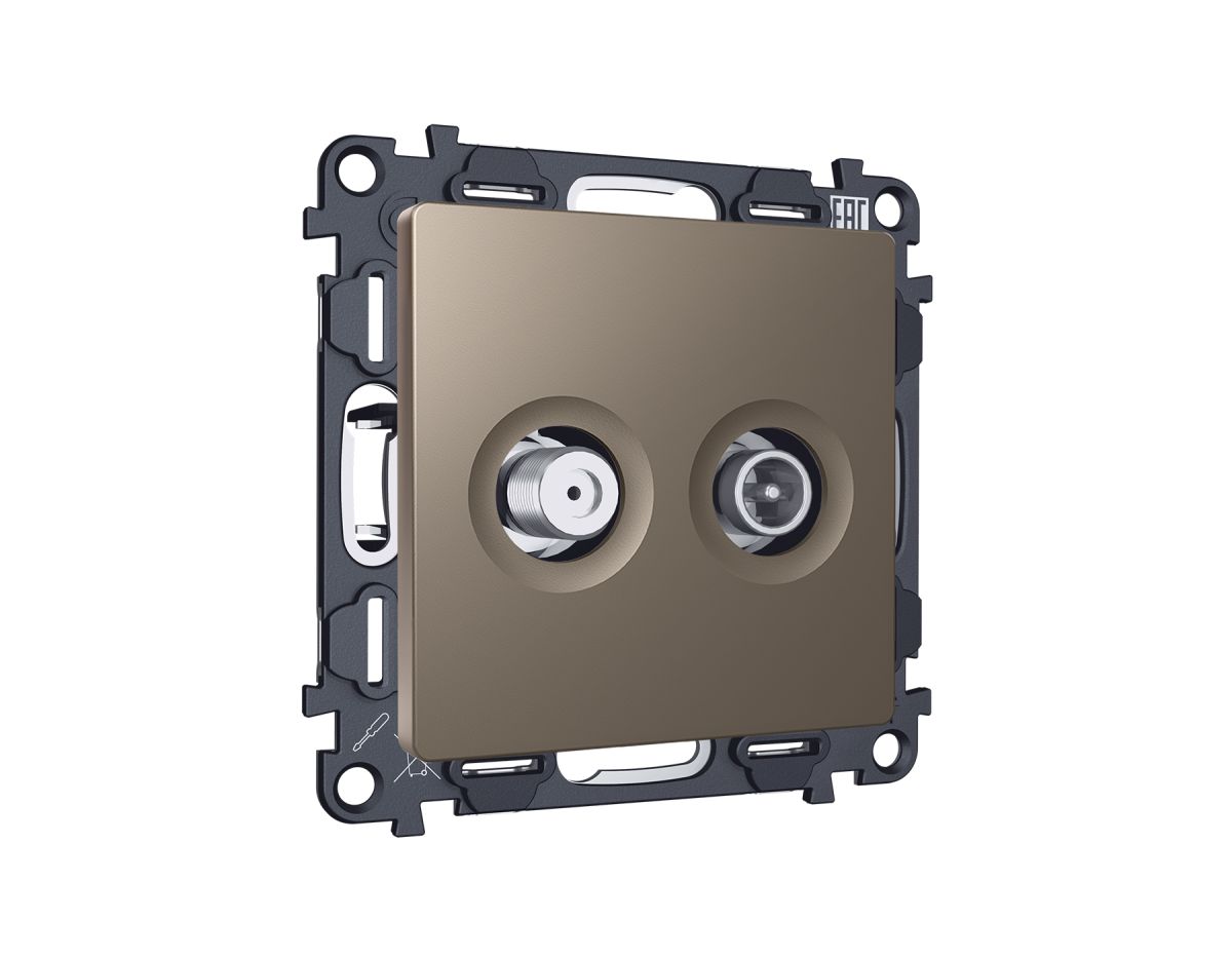 Комплект механизма розетки TV оконечной + SAT 5-862MHz 3.5dB/950-2150MHz 3.5dB Alfa Темная бронза матовый Quant Ambrella Volt MA643310 (AP6433, VM217)