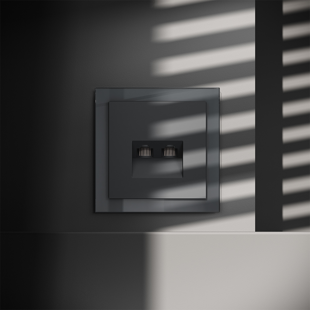 Розетка компьютерная двойная Voltum S70 VLS060207 (графит)