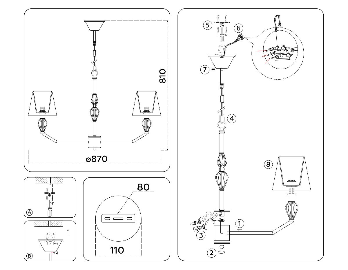 Подвесная люстра Ambrella Light High Light Ceramo Classic LH75063