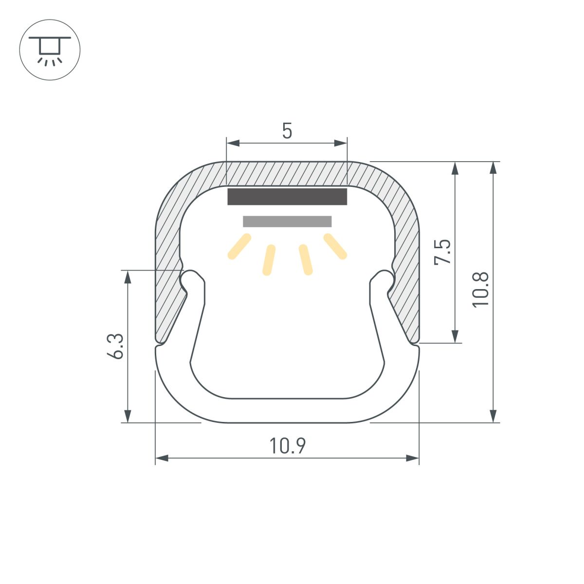 Профиль Arlight LINE-D-1111-2000 SQUARE ANOD (Алюминий) 061084