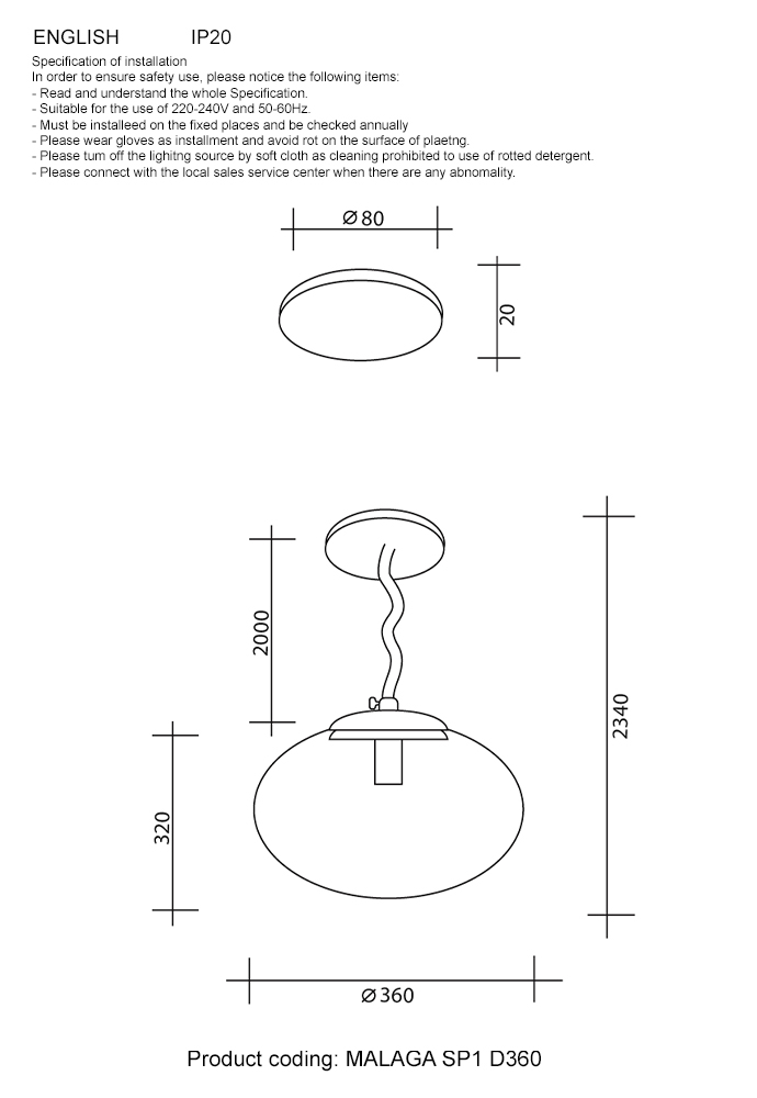 Подвесной светильник Crystal Lux MALAGA SP1 D360 GOLD