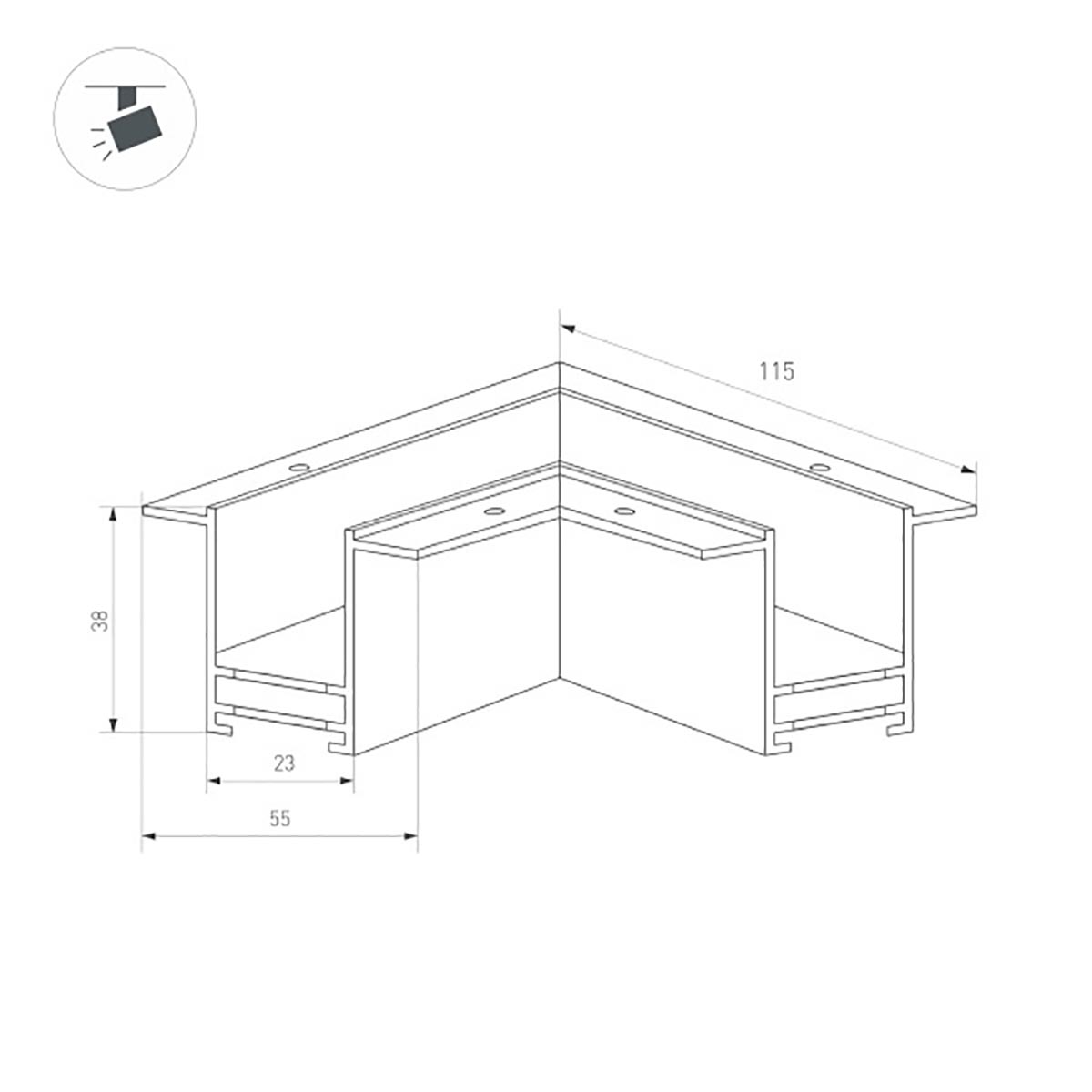 Коннектор угловой прямой Arlight Mag-Con-2538-FDW-L90 034229