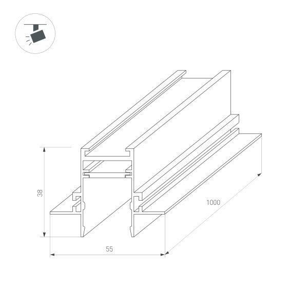 Шинопровод встраиваемый Arlight Mag-Track-2538-FDW-1000 036121