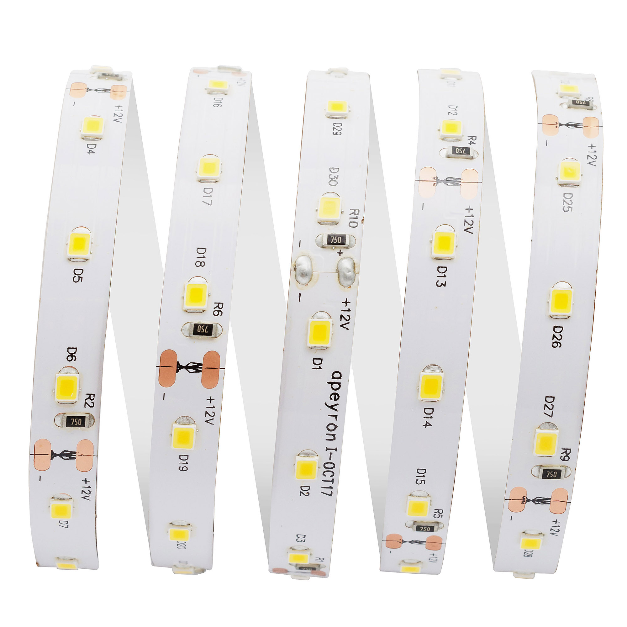 Светодиодная лента Apeyron Стандарт 12В 2835 9,6Вт/м 3000К 5м IP20 00-54