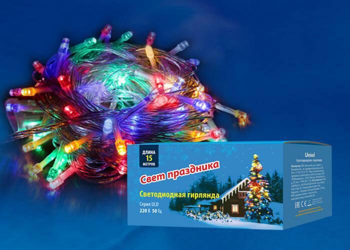 Светодиодная гирлянда (UL-00005252) Uniel 220V разноцветный ULD-S1500-100/DTA Multi IP20