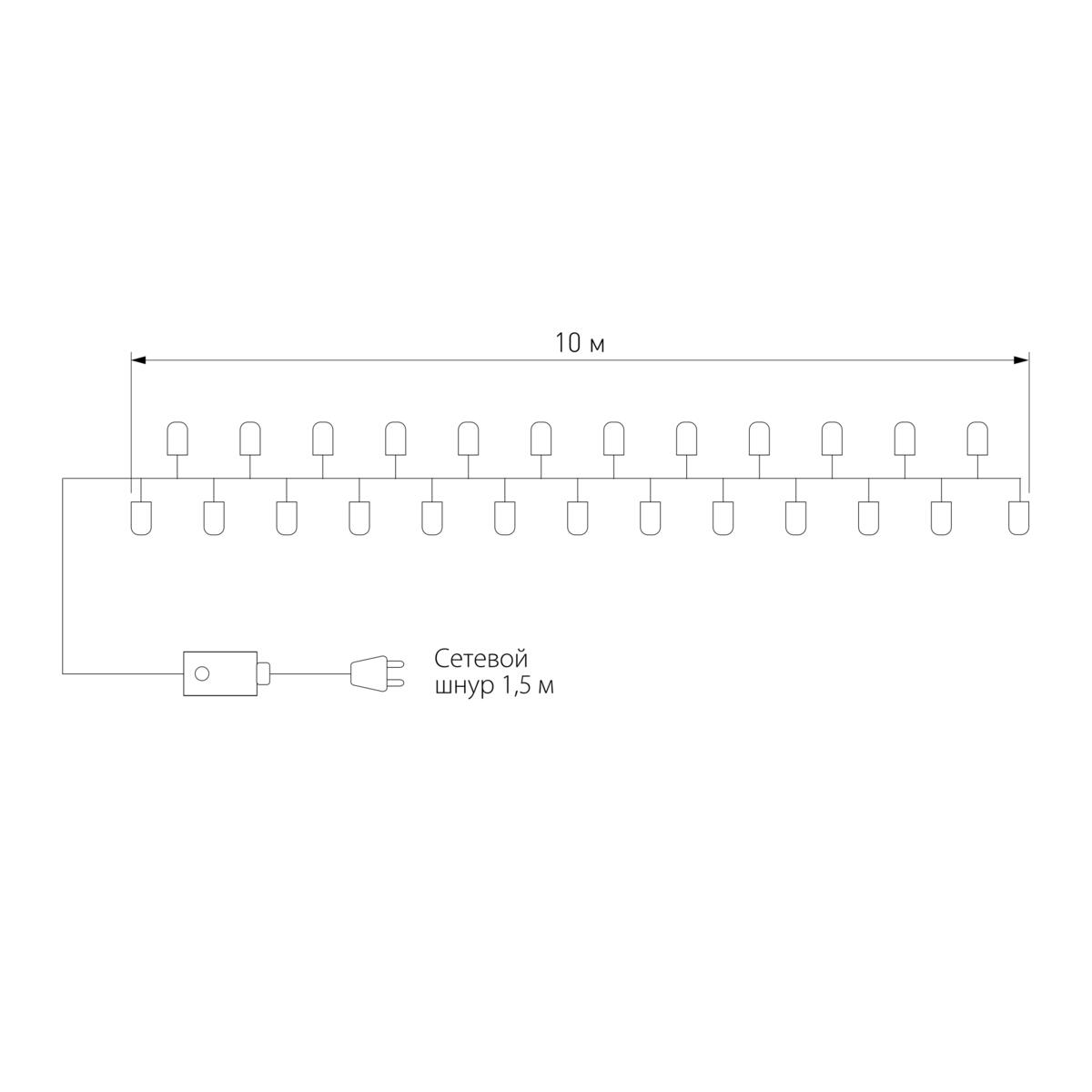Светодиодная нить Eurosvet 400-002 теплый белый 10м IP20
