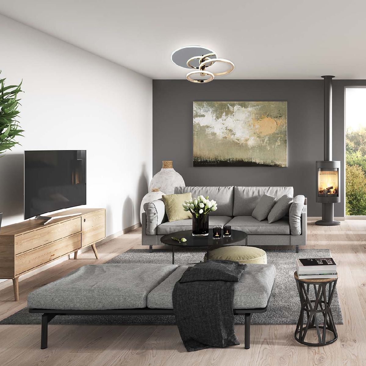 Потолочная люстра с дистанционным управлением Escada Contour 10213/2LED BL Chrome