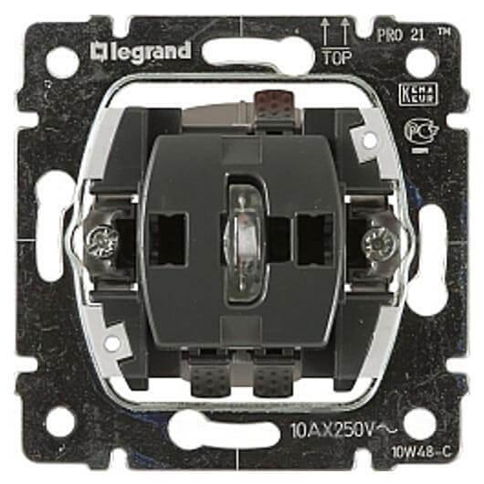 Выключатель одноклавишный 2-полюсный Legrand Galea Life 10A 250V с подсветкой 775822