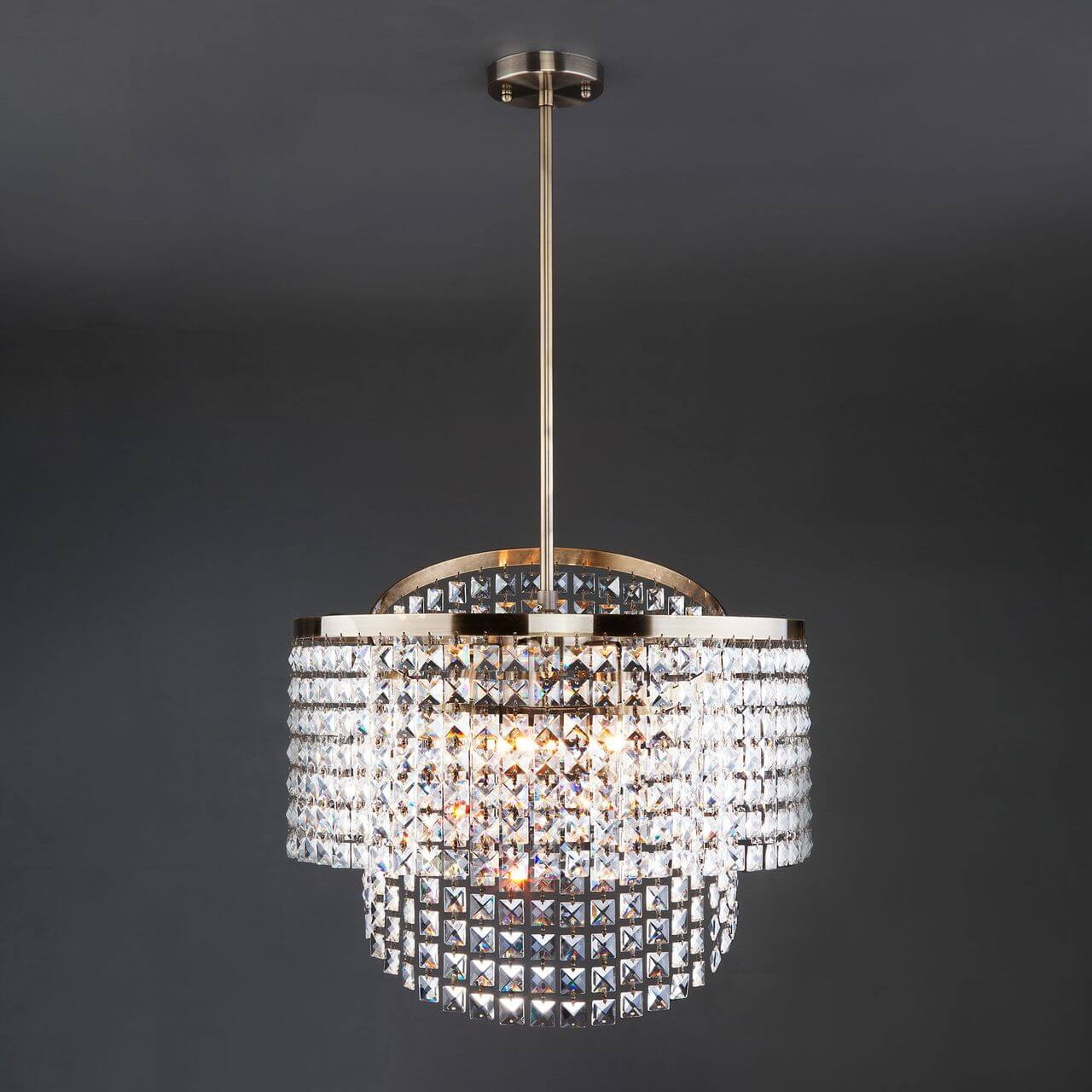 Подвесная люстра Eurosvet Leoni 10090/5 античная бронза/прозрачный хрусталь Strotskis