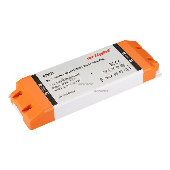 Блок питания Arlight ARV-SL12060 (12V, 5A, 60W, PFC) 021027
