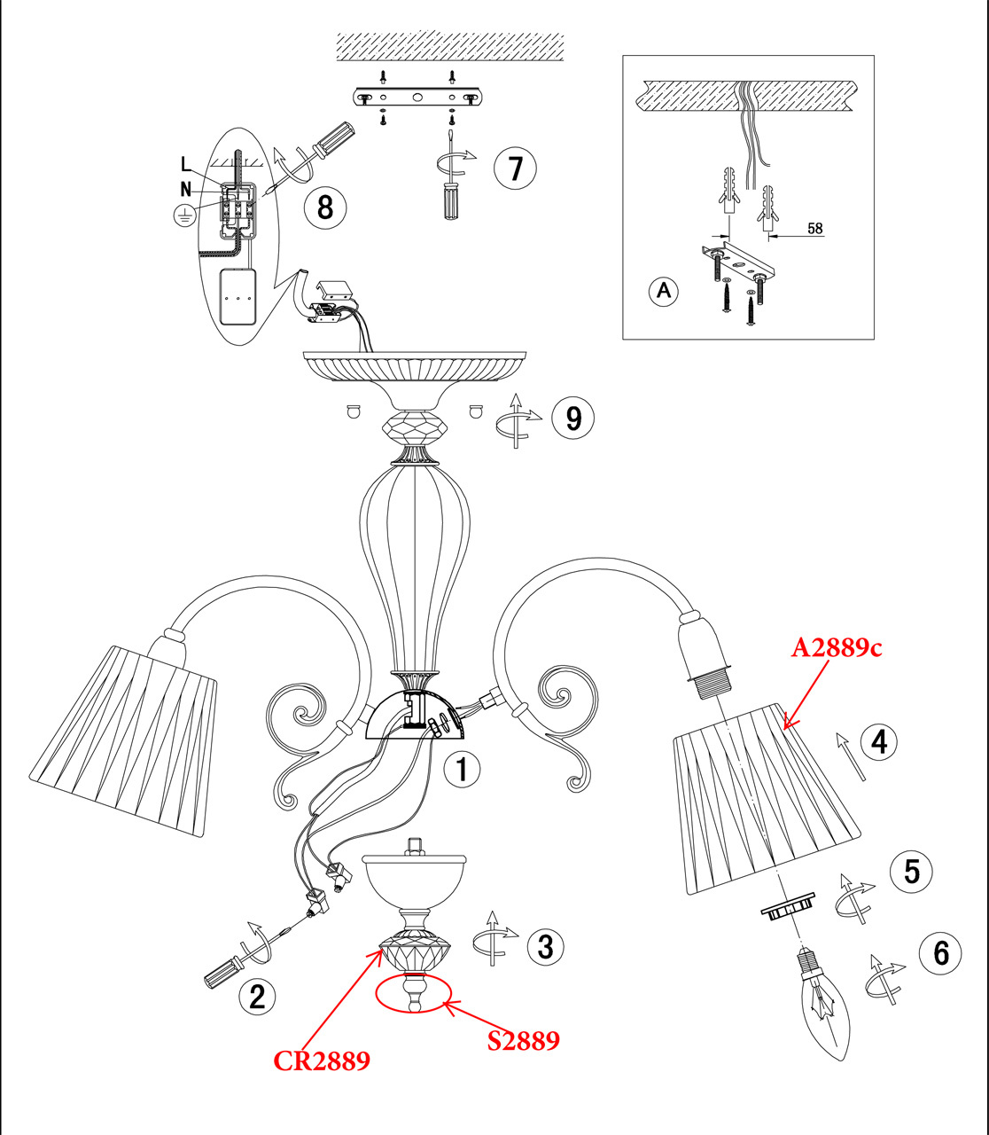 Потолочная люстра Odeon Light Madina 2889/5C