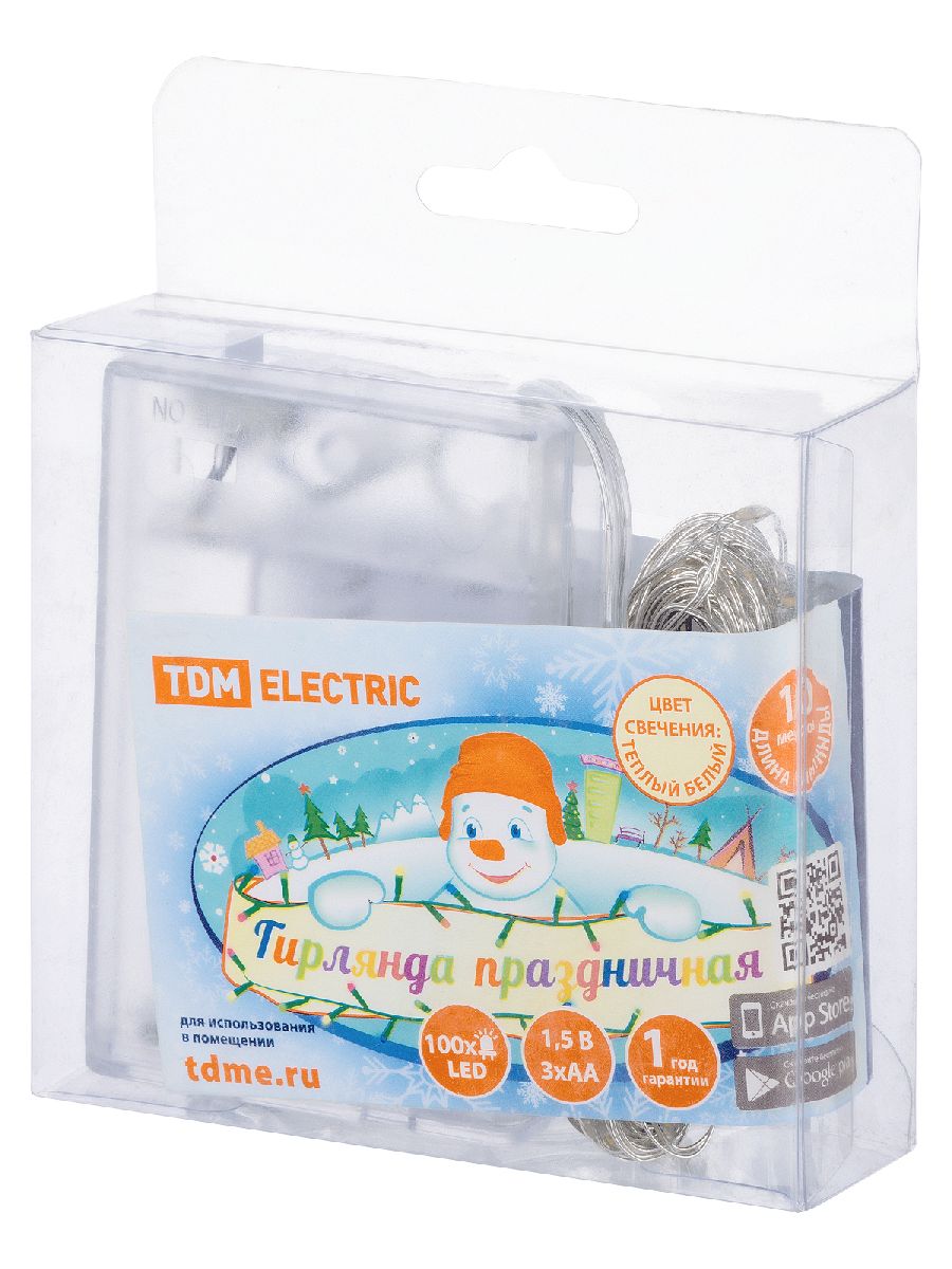 Светодиодная гирлянда TDM Electric Роса100 3хАА теплый белый без мерцания SQ0361-0053